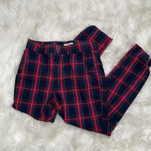Plaid straight leg pants